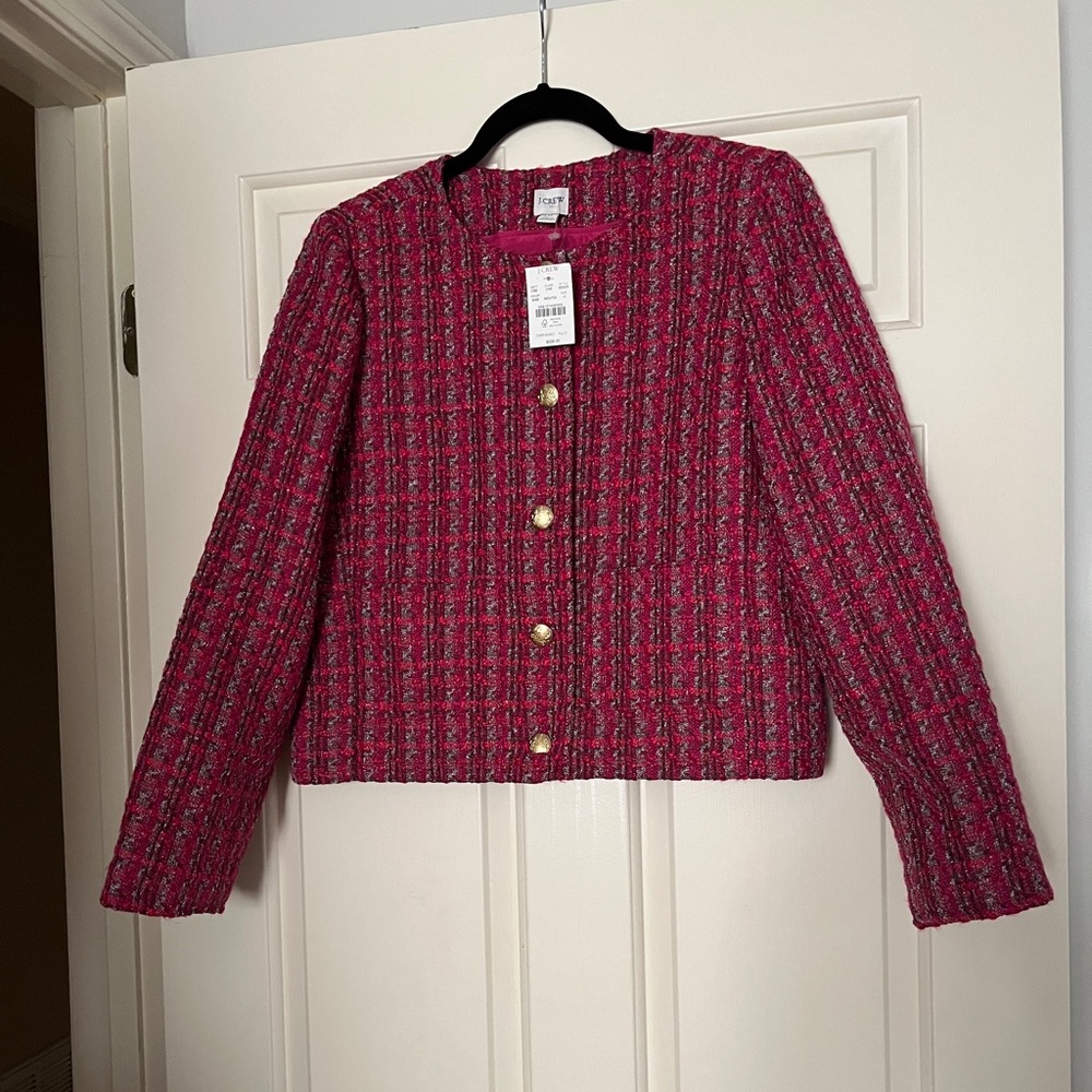 J Crew Fuchsia Tweed Blazer